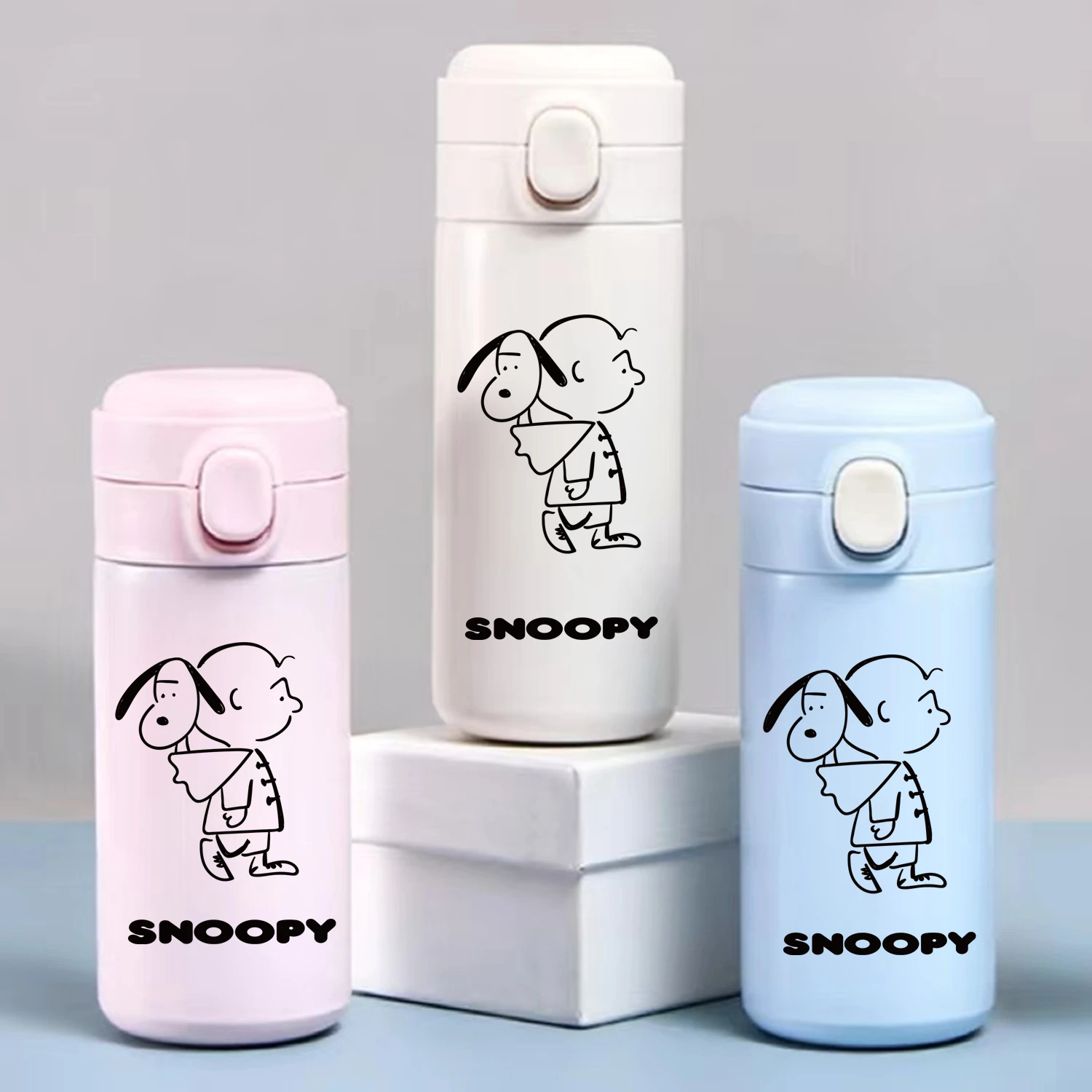 320/420Ml Snoopy Roestvrijstalen Waterbeker Vacuüm Thermos Beker Reizen Draagbare Cartoon Kinderen Drinkbeker Sport Water Botle