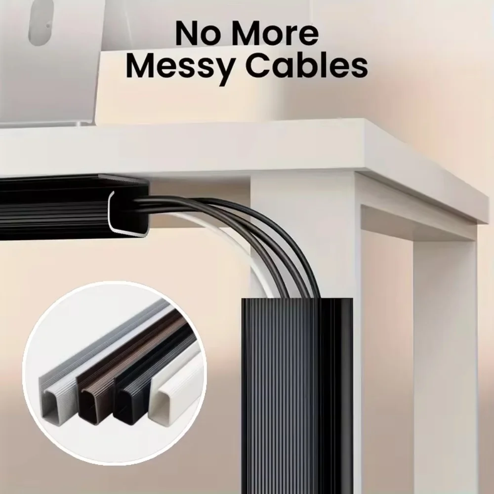1pc Under-Desk Cable Organizer 40cm Self-Adhesive Cable Management Cables Raceway For Home and Office ﻿