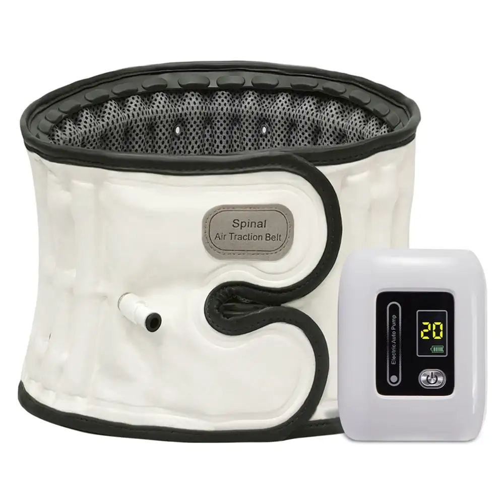 

Leawell Lumbar Support Air Traction Belt with Pump Spinal Correction Device for Back Pain Relief Portable PU Leather