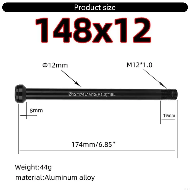 R6FE Bicycles Rear Wheel Thru Axles Road BIike High Strength Thru Axles 12mm Thru Axles for Mountain Bike Skewer Lever