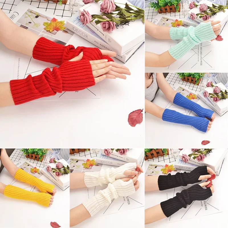 Motorcycle Long Fingerless Gloves High Quality Soft Mitten Winter Warmer Knitted Arm Sleeve Glove Motorbike Accessories