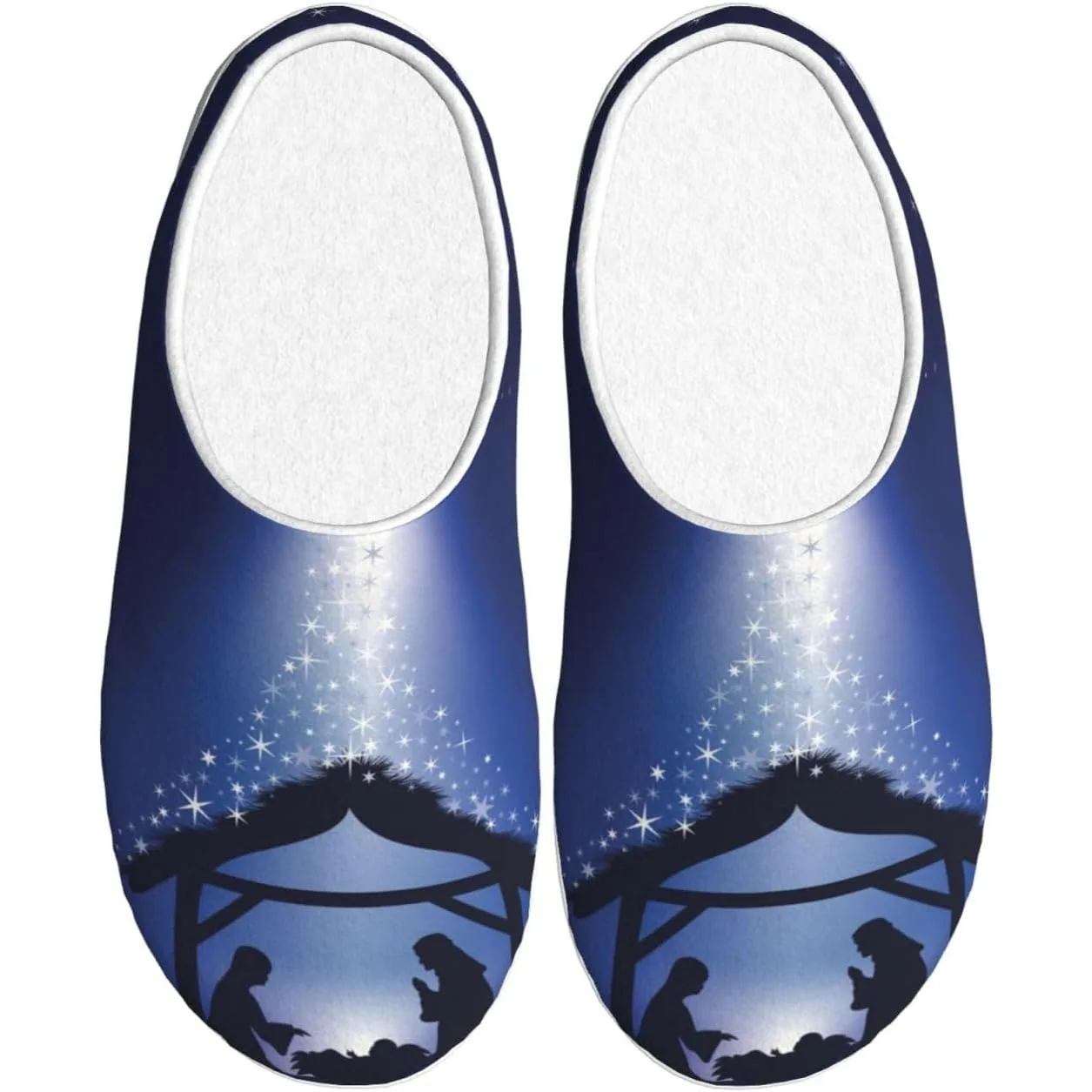 

Christmas Christian Nativity Scene Adult Cotton Slippers Home House Indoor Shoes