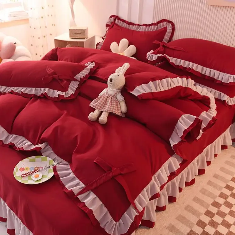 Love Heart Bedding Set Comforter Cover Sets Duvet Cover Set Home Sheet Pillowcase Soft No Filling Bed Linen Twin Full Queen Size