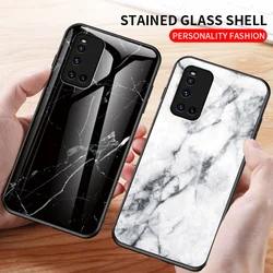 For Vivo V19 VivoV19 Case Shockproof Marble Grain Tempered Glass Hard Cover Back Phone Case Silicone Bumper for Vivo V19 VivoV19