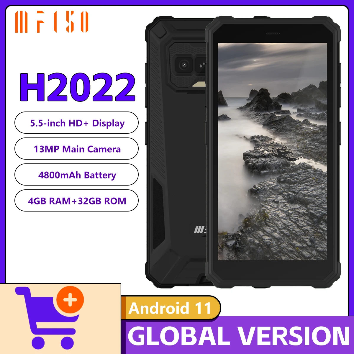 

IIIF150 H2022 Rugged Phone 5.5-inch HD+ Screen 4GB RAM+32GB ROM 13MP Camera 5300mAh Battery 4 LED Flash Cheap Android Smartphone