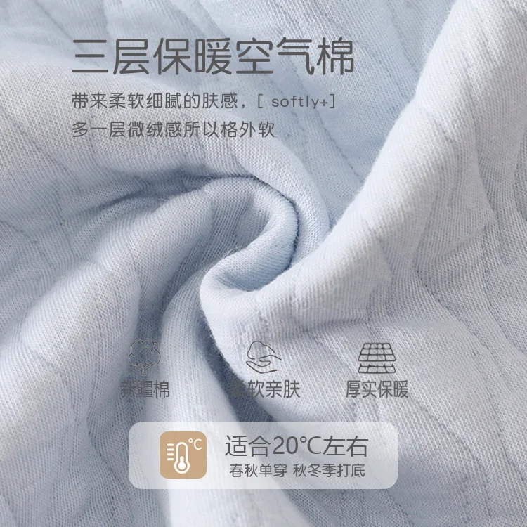 Somenie 3-Layer Padded Baby Outfit Autumn Winter Long Sleeve Tops Suspender Pants Separated & Romper Boys Girls