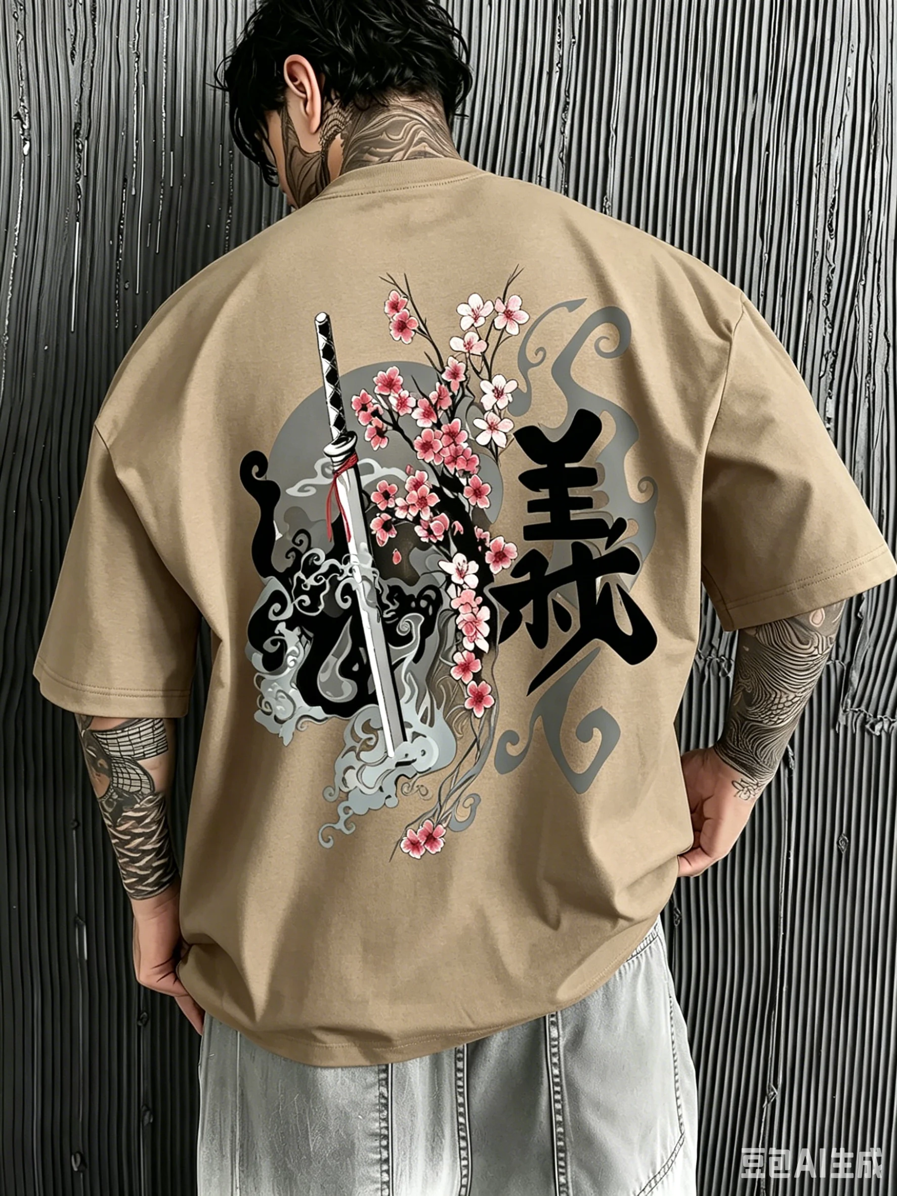 Y2K Sword Knife Cherry Blossom Pattern 3D Print Breatha Schnelltrocknendes Herren-T-Shirt in großen Größen für Outdoor-Sportarten, Eltern-Kind-Kleidung – Detail 5