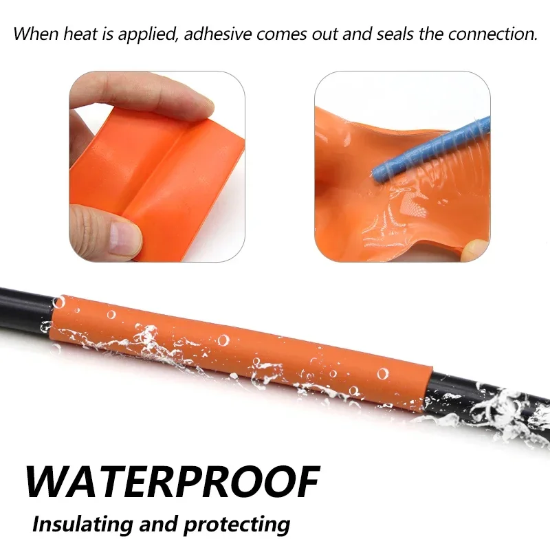 3:1 Heat Shrink Tubing With Glue Orange 2.4 - 30mm Diameter Double Wall Adhensive Lined Wire Polyolefin Cable Sleeve Waterproof