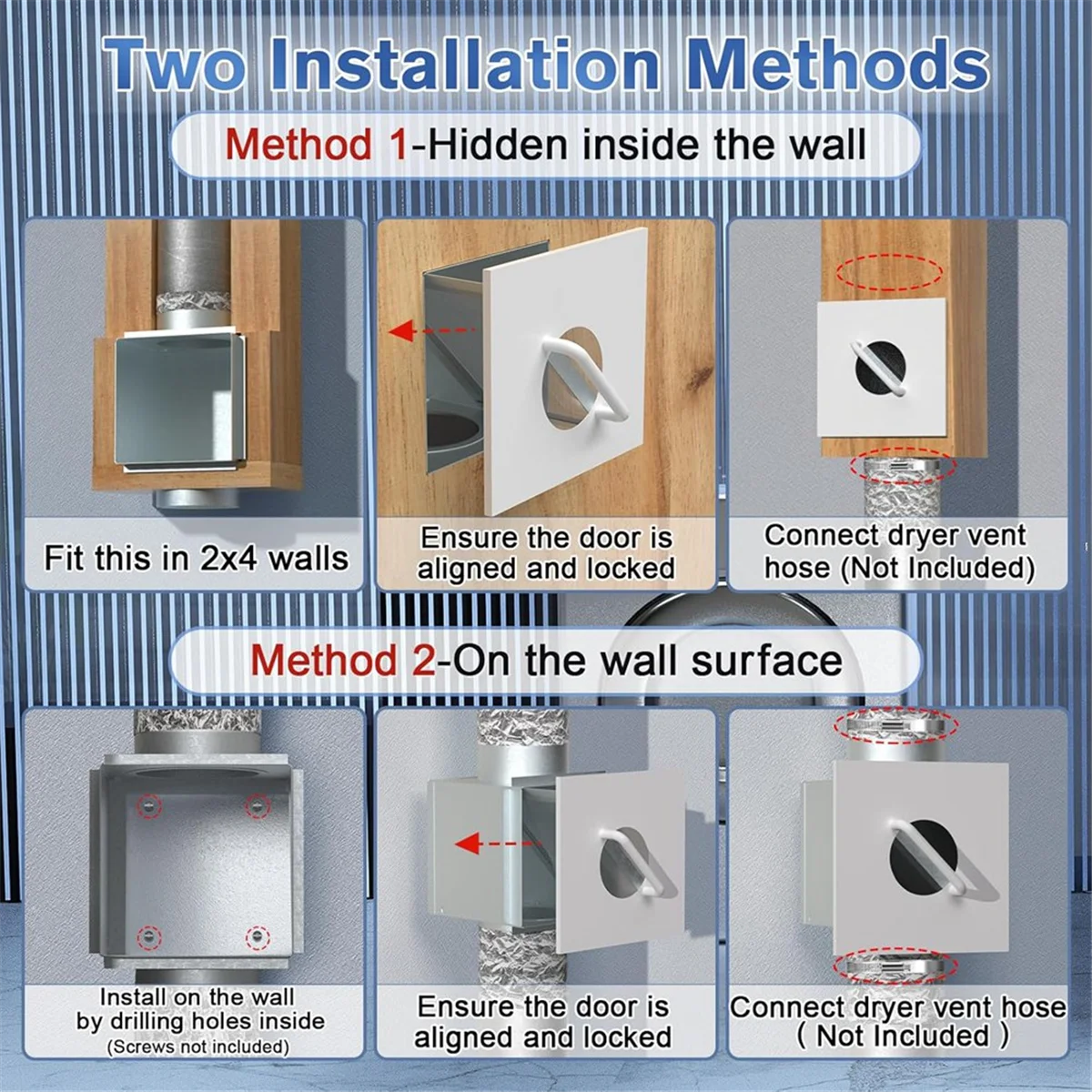 ABJZ Metalen Droger Lint Trap, Binnendroger Vent met Lint Catcher, Past in 2x4 Muurframe/van de Muur, Lade Mesh Filter