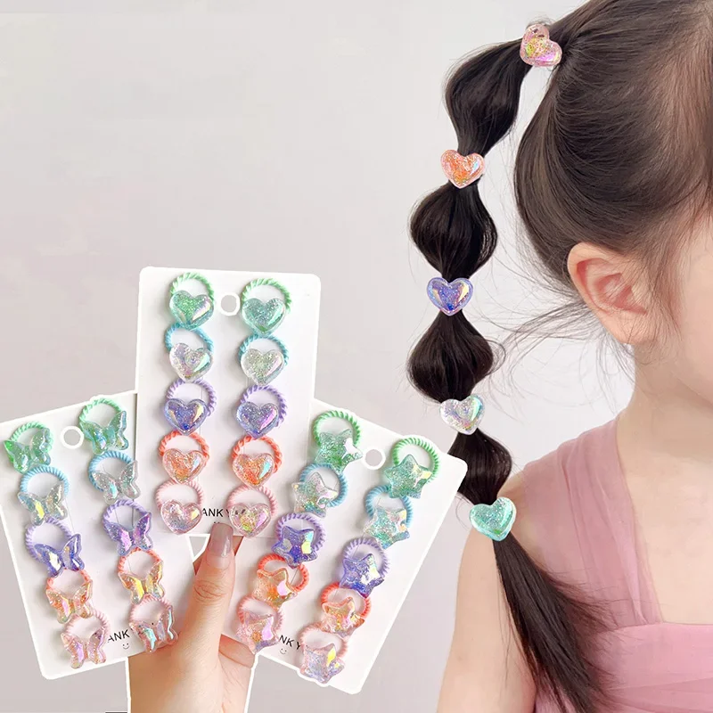10 Stück Cartoon Niedliche Schmetterling Elastische Haarbänder für Mädchen Kinder-Haaraccessoires Elastische Haarbänder für Kinder – Detail 2