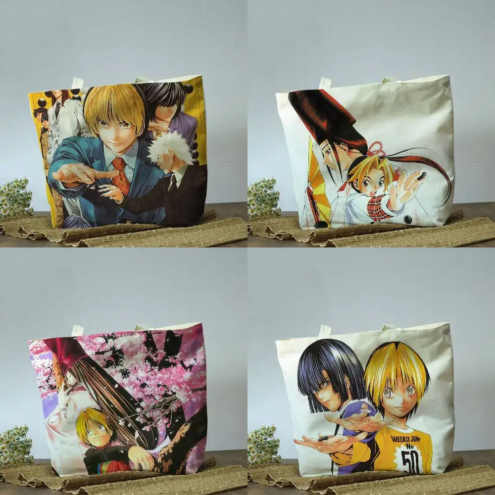 Hikaru No Go Manga  Plain Beige Cotton Polyester Canvas Shoulder Bag for Grocery & Travel