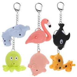 6 Pcs Mini Flashlight Animal Keychain Metal Material Pediatric Nurse Accessories Keychain Light Badge Lights Nurse Keyring Party