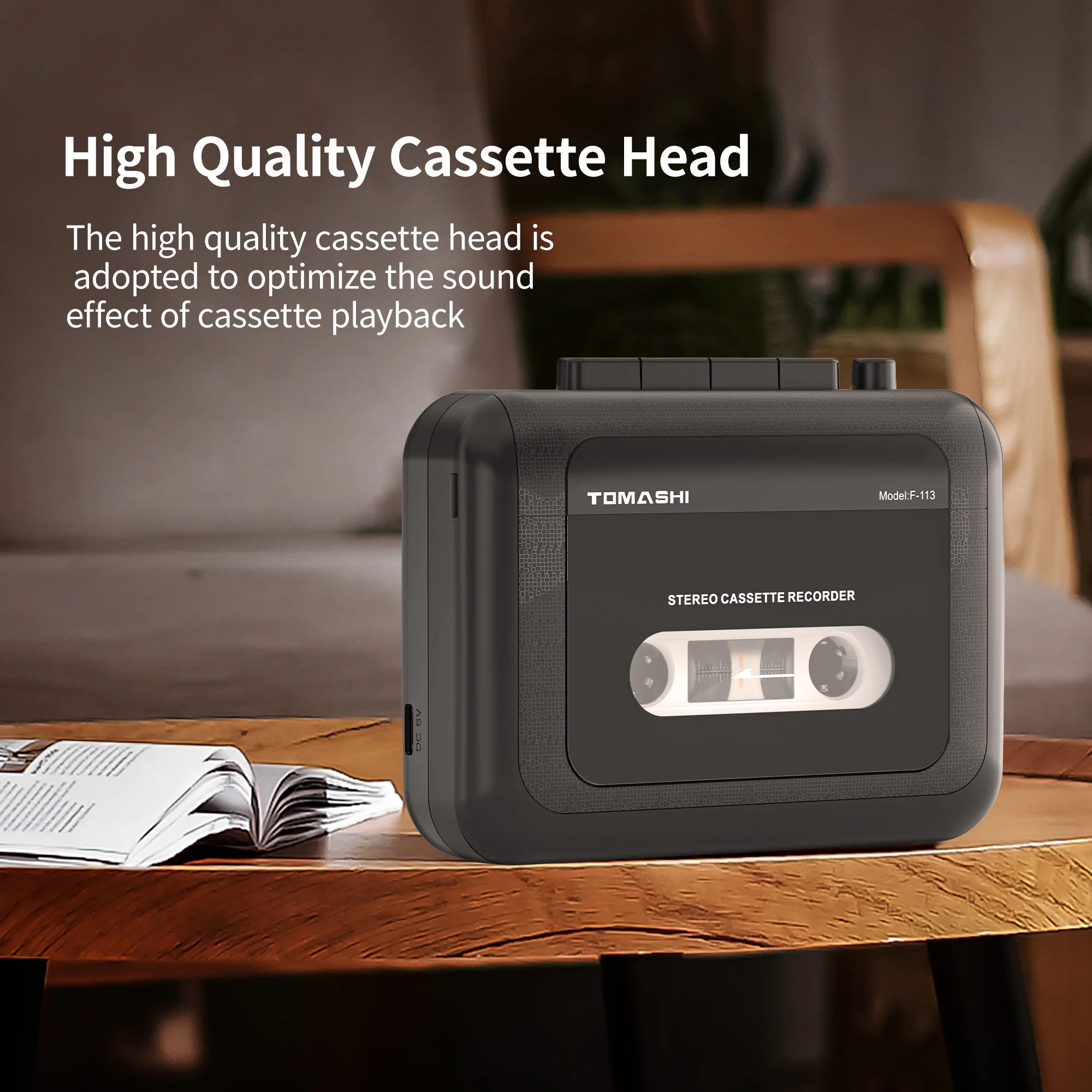 TOMASHI ポータブル ステレオ カセット プレーヤー テープ レコーダー ウォークマン マイク付き、ヘッドフォン ジャック、カセット プレーヤー