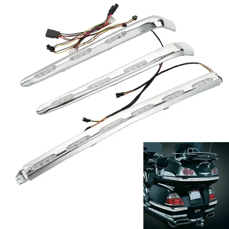 For Honda Gold Wing 1800 GL1800 2001-2011 Motorcycle  Acsessories Clear/Red/Smoke Rear Trunk Saddlebag Trim w/ LED Light Set