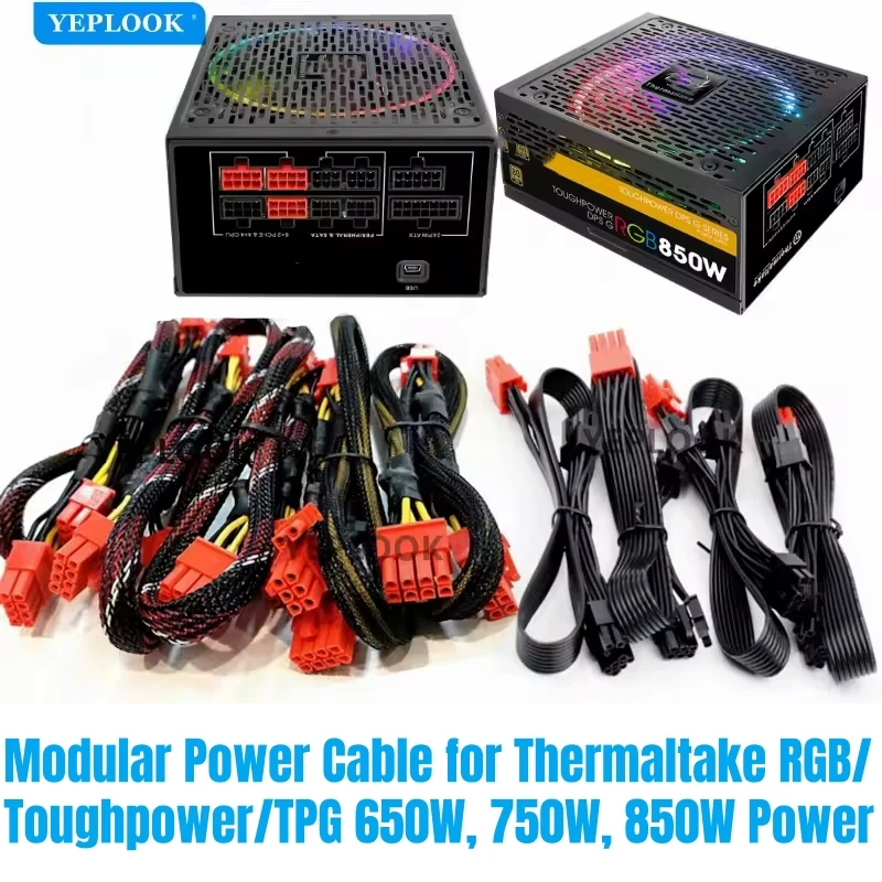 Thermaltake asli PCIe 8Pin Dual 8Pin, Kit kabel Modular SATA Molex untuk TT RGB/Toughpower/TPG 650W 750W 850W