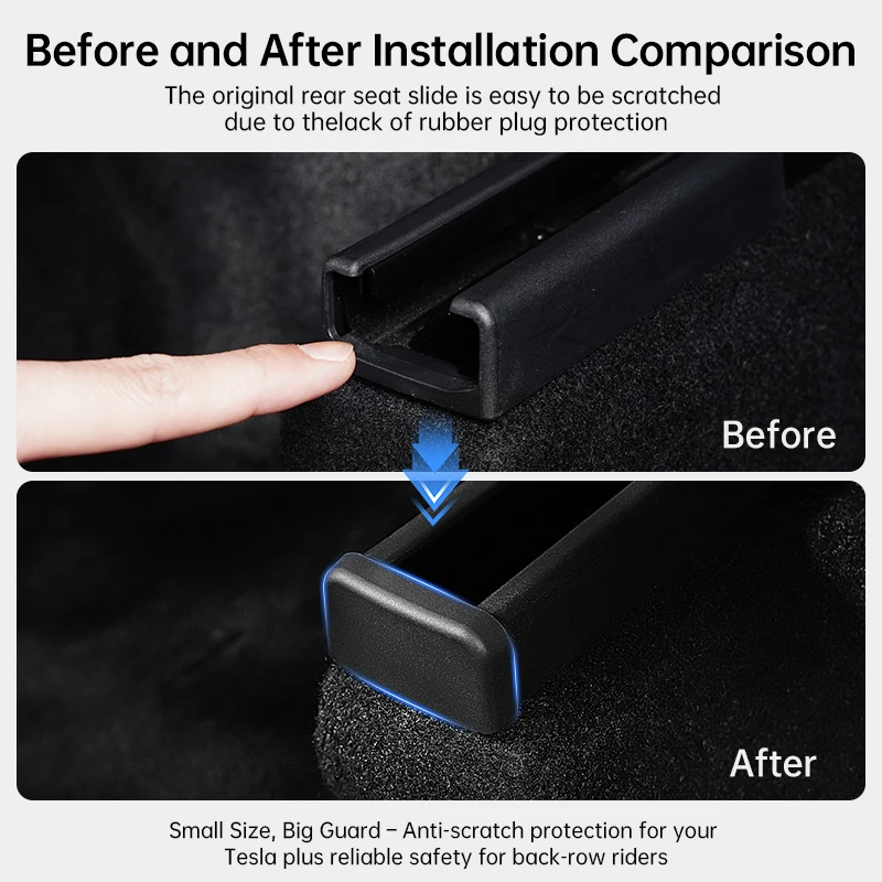 YZ 4pcs Seat Rail Cover Protector For Tesla Model 3 Y YL Juniper Accessories Rear End Pieces Backseat Slide Protection Anti-kick