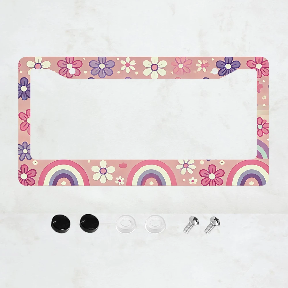 

1 шт. Алюминиевая рамка для номерного знака «Радужный гибискус» с крышками-закрутками