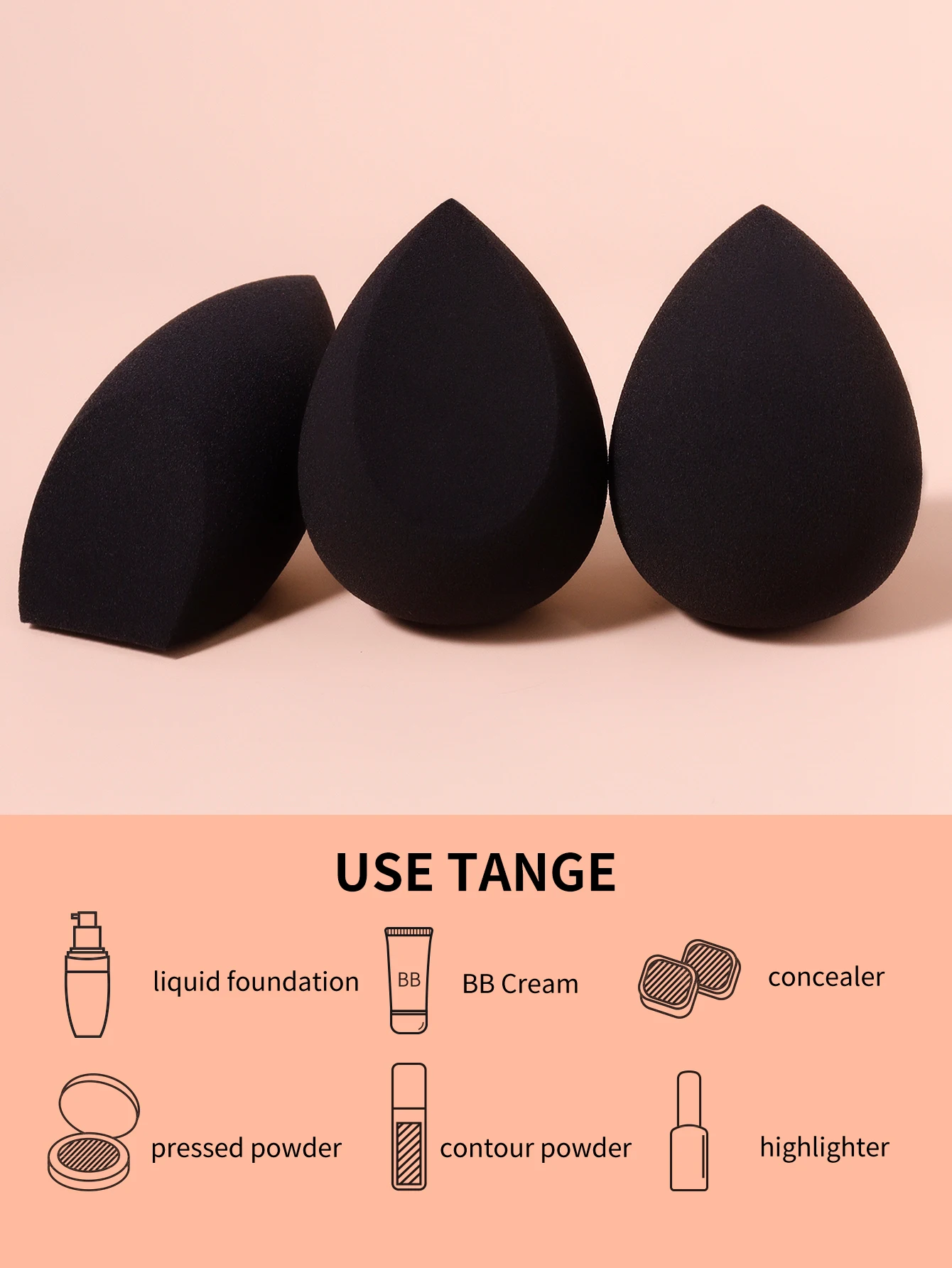 Dry Wet Use Beauty egg Makeup Egg Set,3pcs Soft to Touch makeup sponge Suitable for All Skin