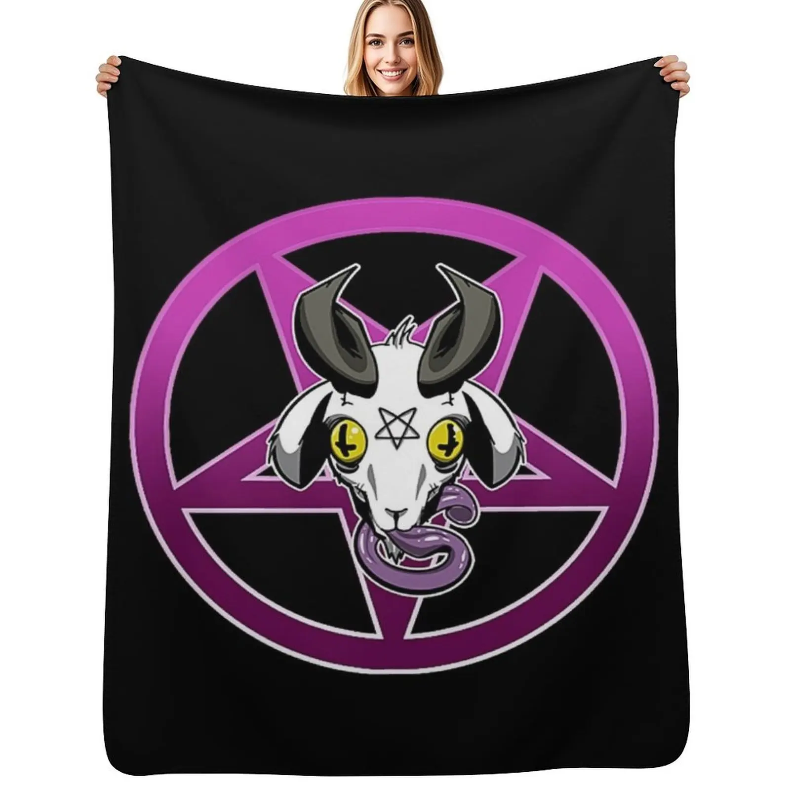The Pentagram GOAT Pink T-Shirt Throw Blanket Custom Single Bed covers Flannels Luxury Thicken Thermal Blankets