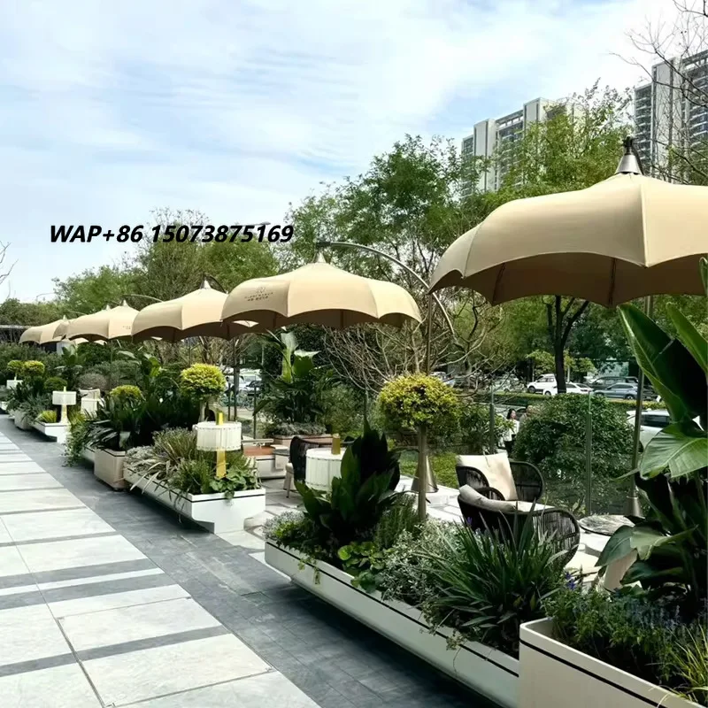 Large Offset Patio Umbrella Windproof Outdoor Garden Sun Canopy Parasol with Heavy Marble Stand