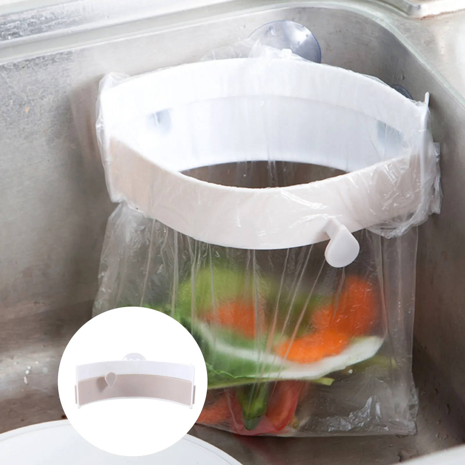 2Pcs Corner Sink Garbage Bag Holder High Strength Plastic Kitchen Trash Bag Stand Adjustable Suction Cup Corner Fix