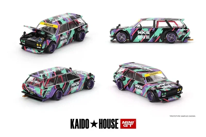 

Kaido House x MINI GT Datsun KAIDO 510 Универсал HKS V1 Литая под давлением модель автомобиля