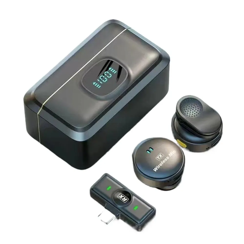 Noise Cancellation Wireless Microphone Magnetic Plug and Play Mini Microphone Professional Clear Voice Sound Lavalier Microphone