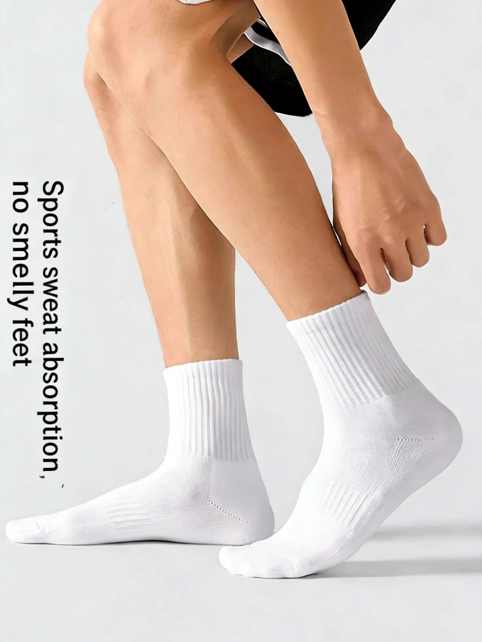 5 أزواج من نعل الأوسط القطني السميك مع جوارب رجالية رياضية مضادة للرائحة وممتصة للعرق وجوارب كرة السلة