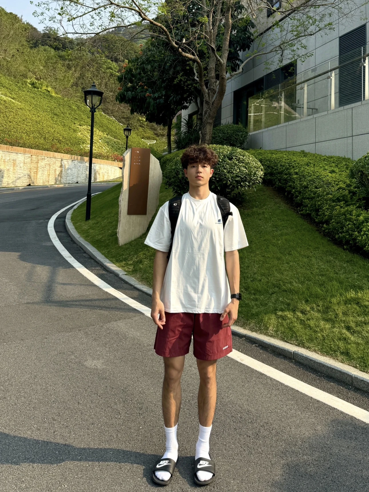 

Qui Dry Street Sle Embroidered orts Men's Summer Casual Loose Fitn Spor Four-Five Length Straight Leg Elastic Waist