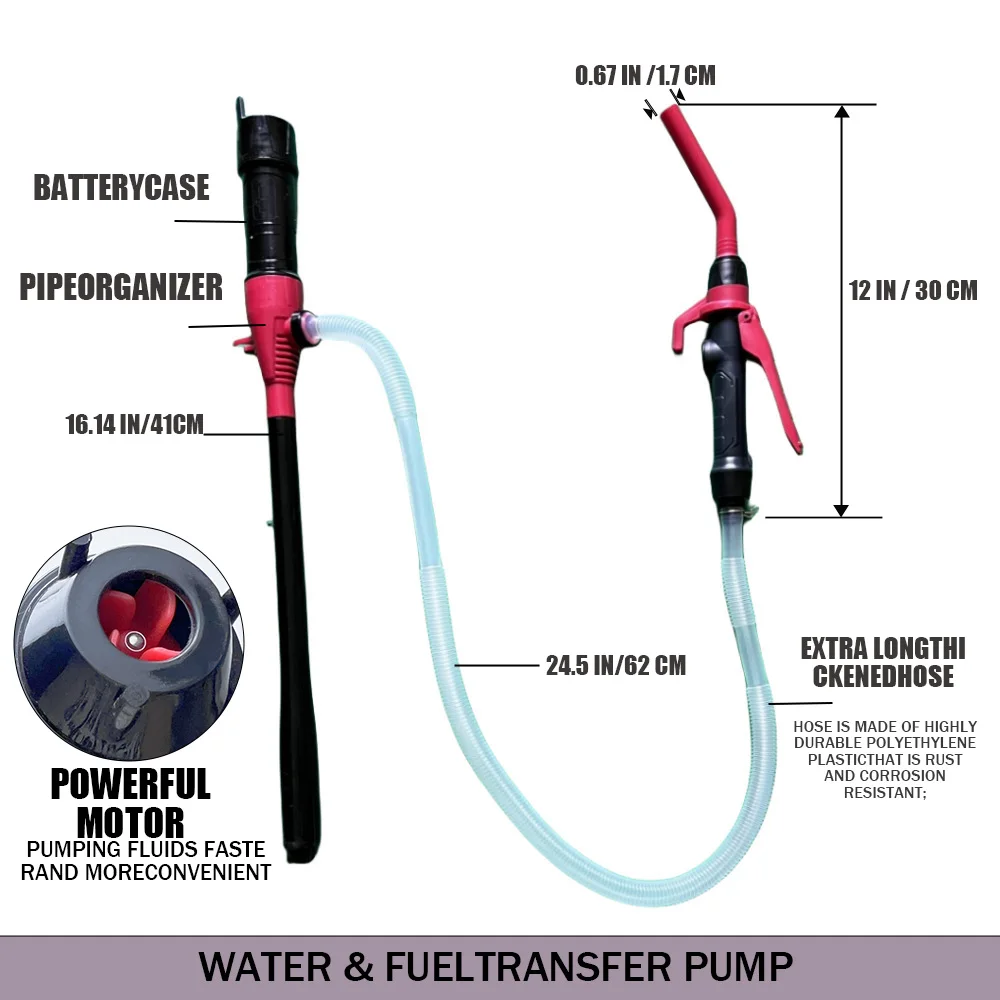 Portable Transfer Pump Battery Operated Electric Siphon Pump Transfer 2.6 GPM Flow Oil Extractor for Gas, Fuel  Diesel, Water