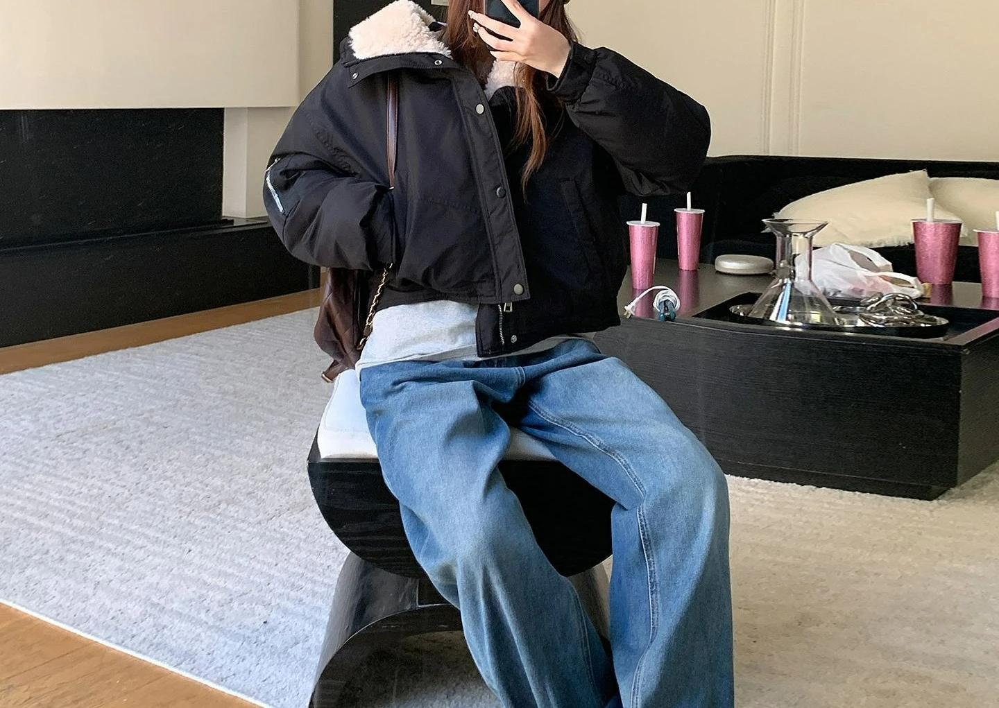 

Turn-Down Collar Cotton Jacket for Women 2025 New Winter Short Thick Coat Cotton Padded Jacket