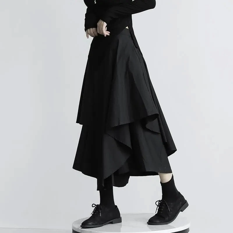 Irregular Skirt Women A Word High Waist Big Hemline Fishtail Skirt Ins Super Hot Black Japan fashion 2024 Spring and Autumn C...