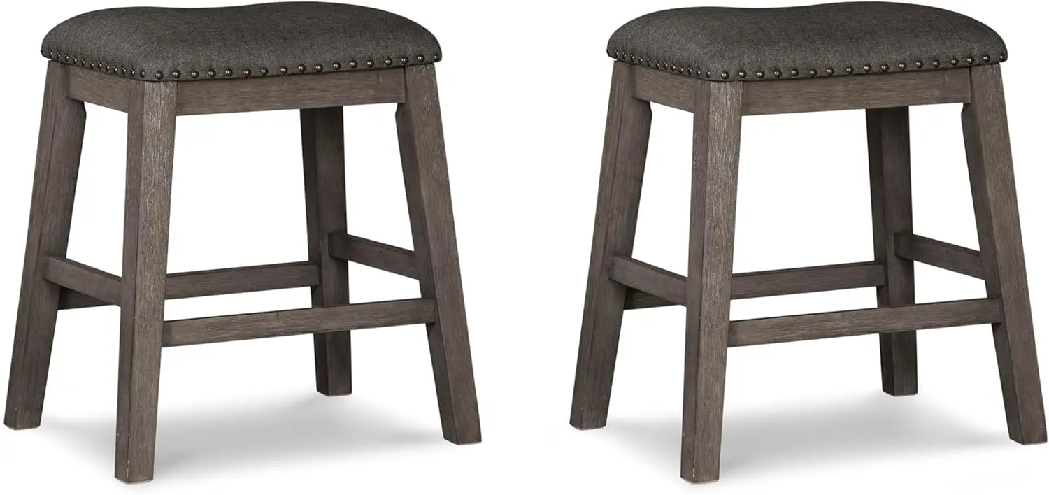 Antiqued Rustic Style Barstool with Foam Cushion, 24.4