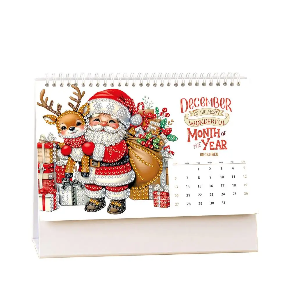 Kalender Meja Lukisan Berlian DIY Kalender Meja Kerajinan Seni Natal Tahun Baru untuk Pecinta Kerajinan Pemula Dekorasi Rumah