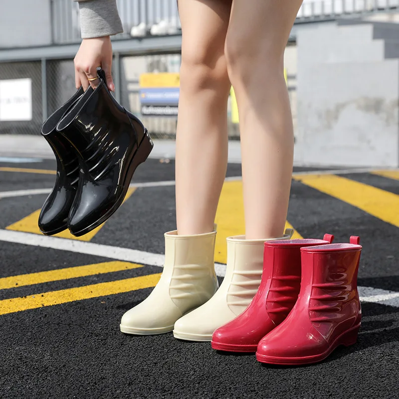 Fashionable Women's Outdoor Rain Boots Comfortable Non-slip Rain Boots Lightweight Low-top Women's Rubber Shoes Flat Water Shoes