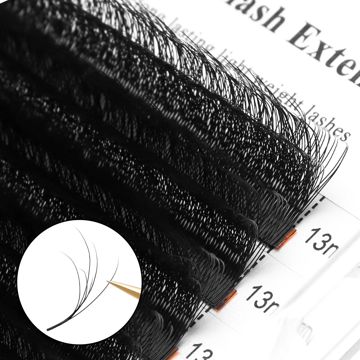 XIUSUZAKI Double Layers 3D W Shape Eyelashes Extensions Matte Black Natural 3DW False Lashes Premade Volume Fans Lashes Tools