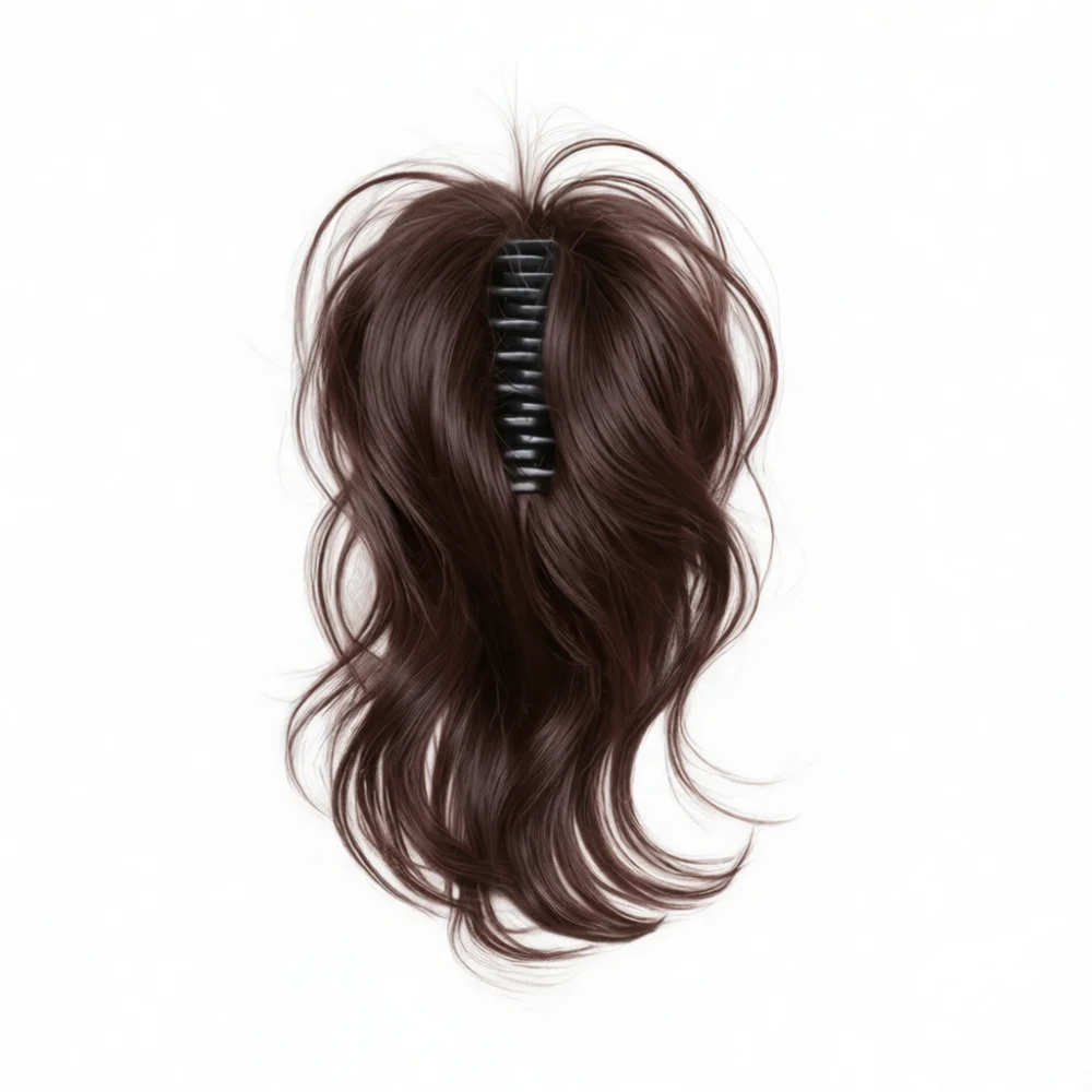 Synthetic Mermaid Wavy Claw Clip Ponytail Extension Natural Looking Volumizing Hairpiece For Instant High Updo Hairstyles