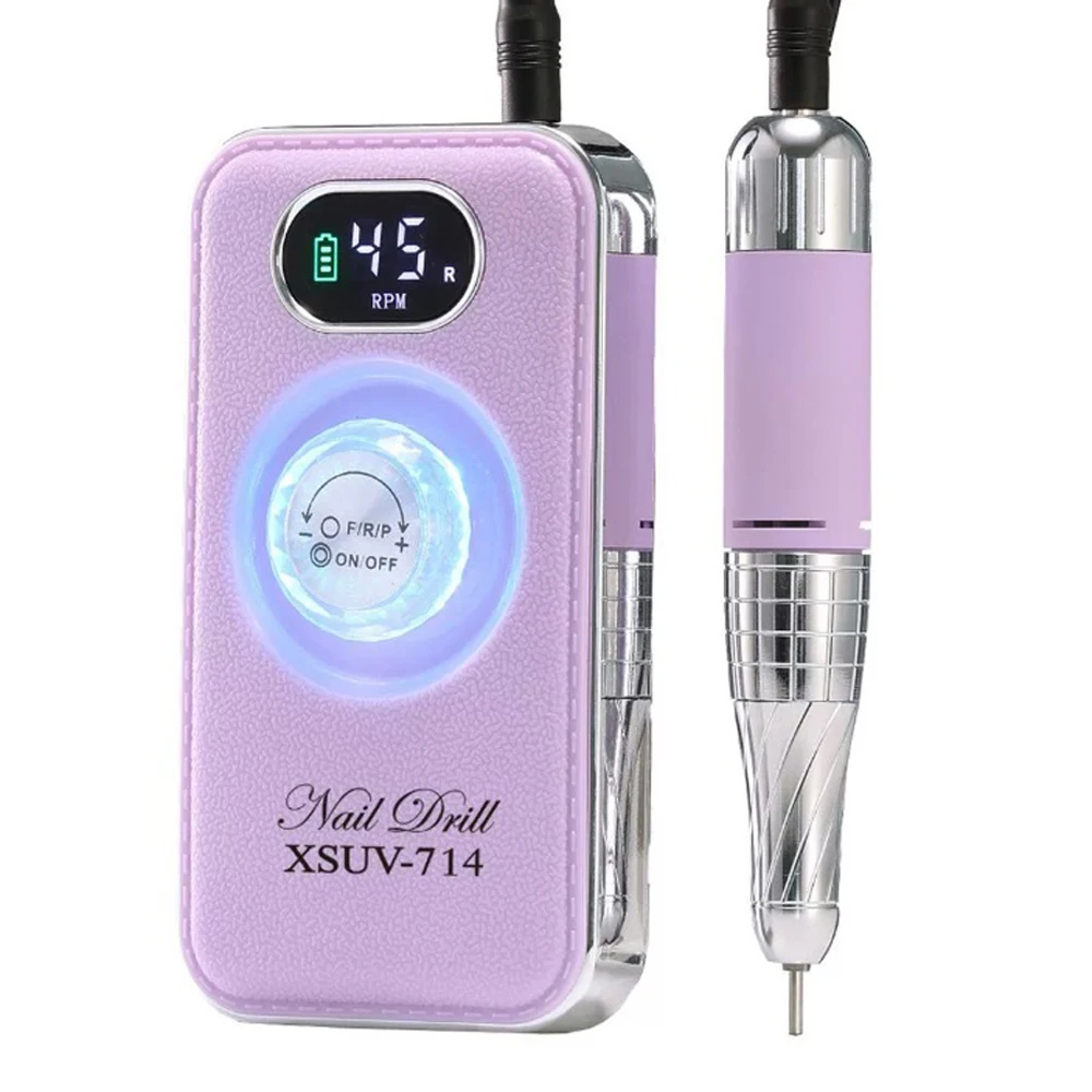 เครื่องเจียรเล็บ 45000 รอบต่อนาที ปรับความเร็วได้ แบตเตอรี่ 4000 mAh แบบชาร์จไฟได้ พร้อมจอ LED สำหรับขัดเจล