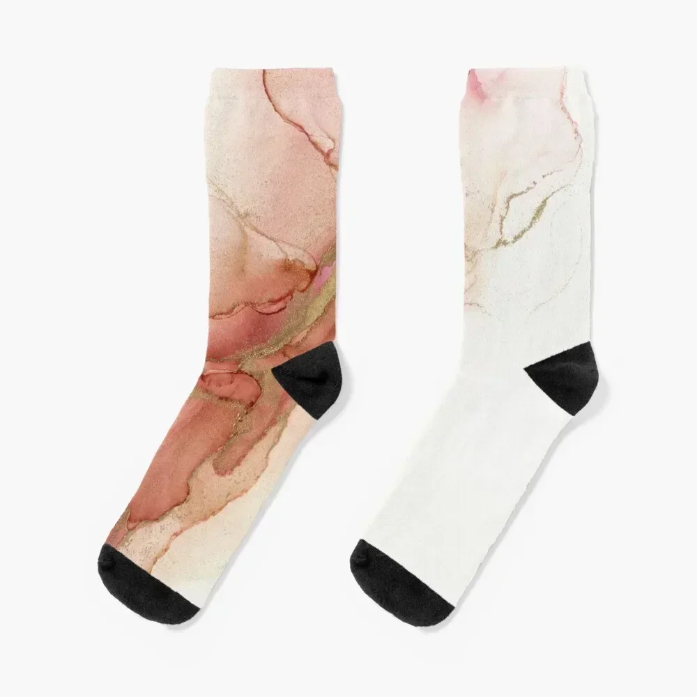 

Rosewood Gold Ink Painting Socks New year's floor snow Women's Socks Men's