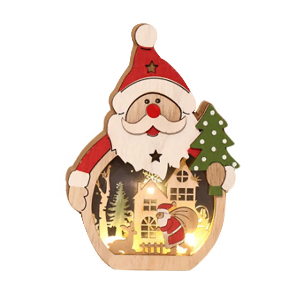 

1pc Led Christmas Ornament Luminous Desktop Decor Wooden Home Adornment Festive Party Decoration Stylish Creative Xmas Lamp