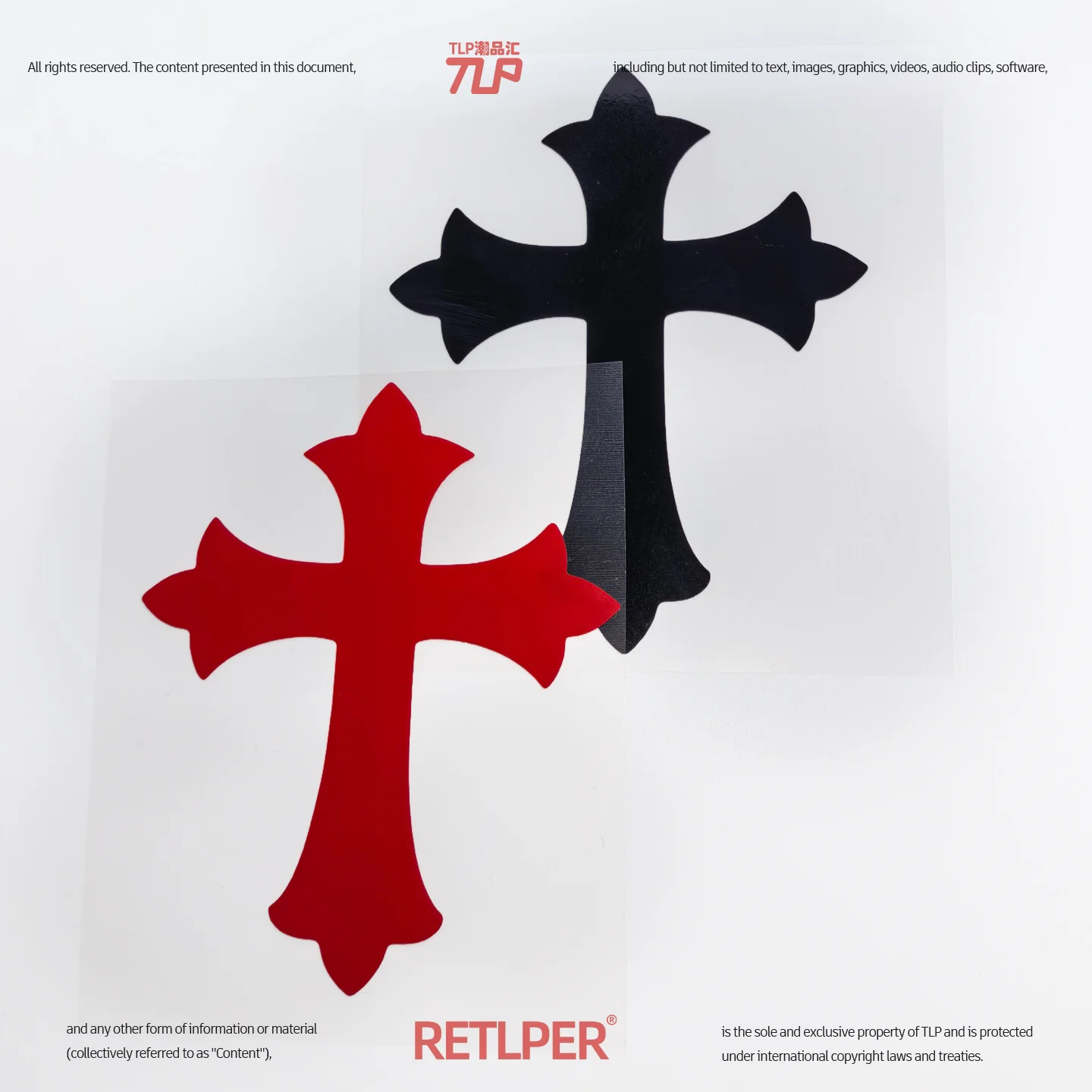 Retlper Hollow-Out Sticker Original Hand-Drawn Cross Design Multi-Color Matching Lacquer Surface Decoration for Cars and Motos