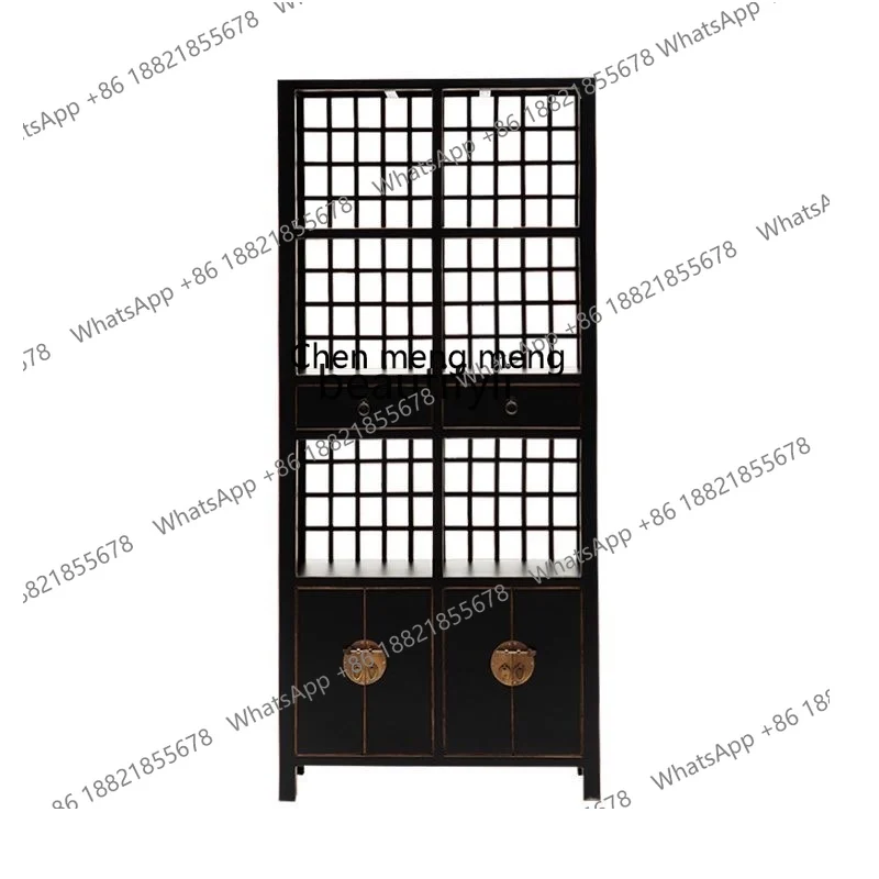 Solid wood new Chinese antique bookshelf cabinet, old desk furniture, homestay decoration rack