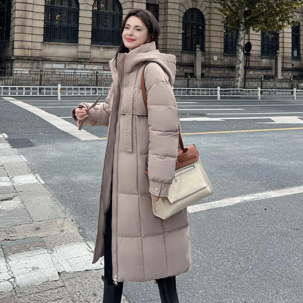 Parkas largas rosas cálidas con capucha para invierno, Chaqueta de algodón coreano acolchada a prueba de viento, abrigo informal para la nieve, chaquetas nuevas para mujer