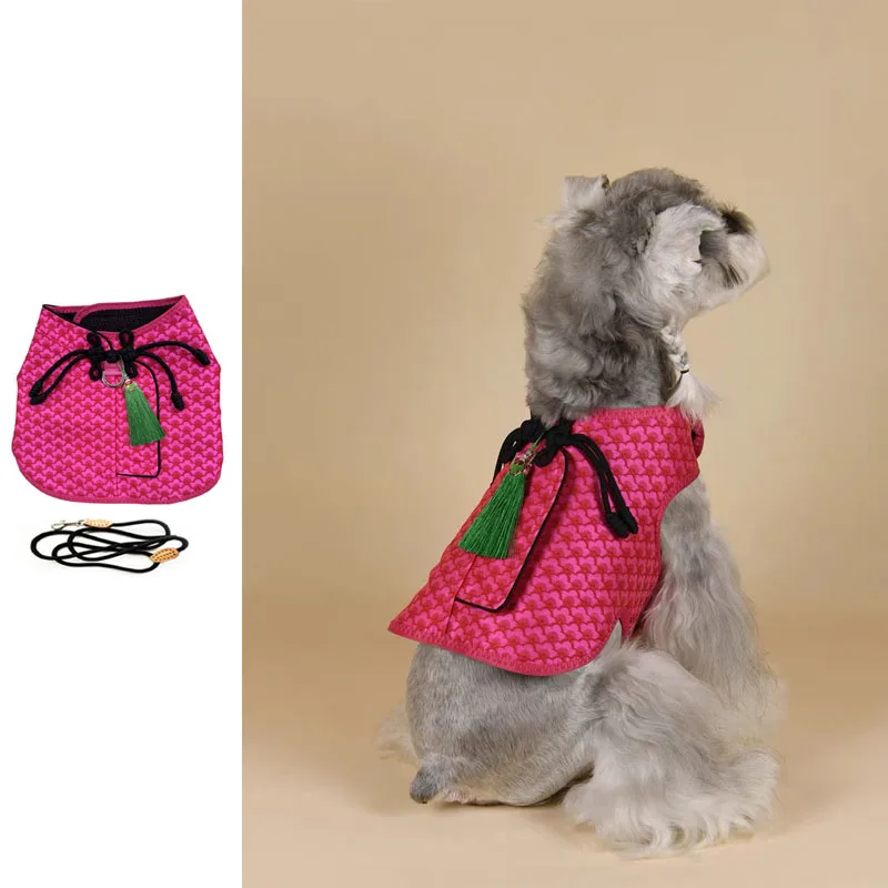 

Puppy Harness Traction Rope Cute Rose Pink Harness Rope Set for Small Dogs Schnauzer Pomeranian Outerdoor Leashes Harness