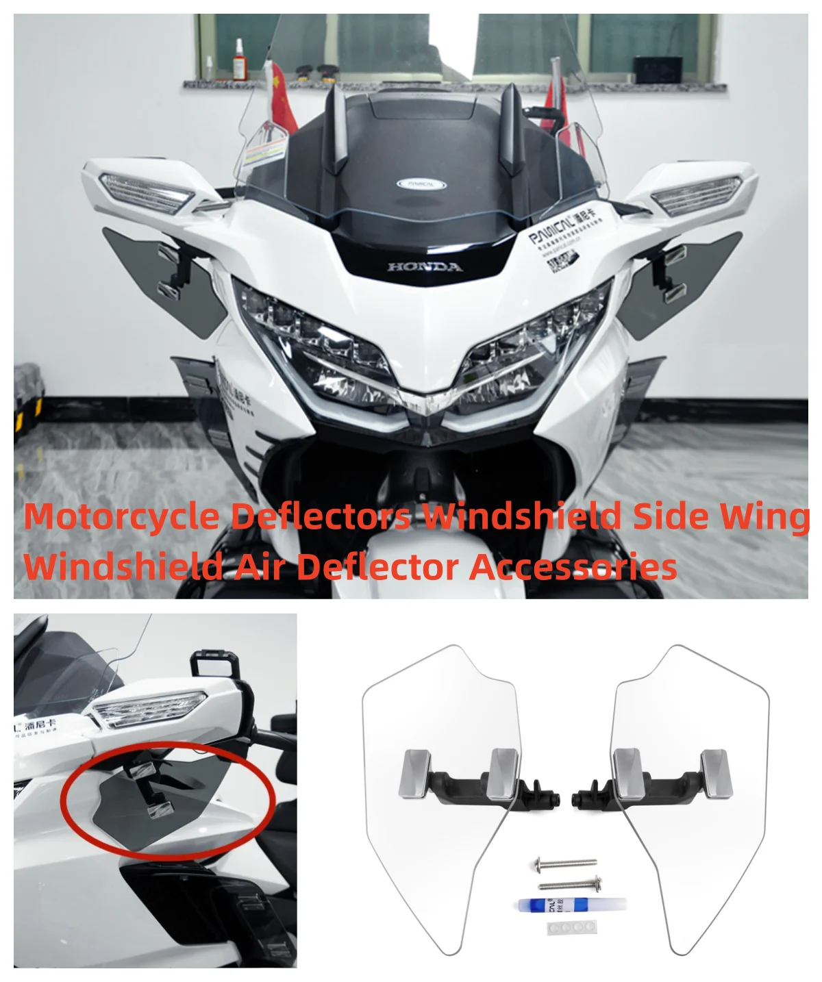 

Motorcycle Deflectors For Honda GoldWing GL1800 F6B 2018-2025 Windshield Side Wing Windshield Air Deflector Accessories Panical