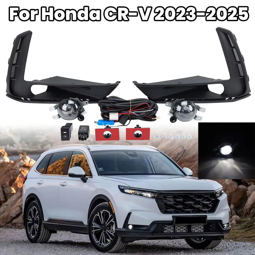 

1 SET Bumper LED Fog Lights For Honda CRV CR-V 2023-2024 headlights w/Bulb cover Switch Wire Bezel Waterproof Car Accessories