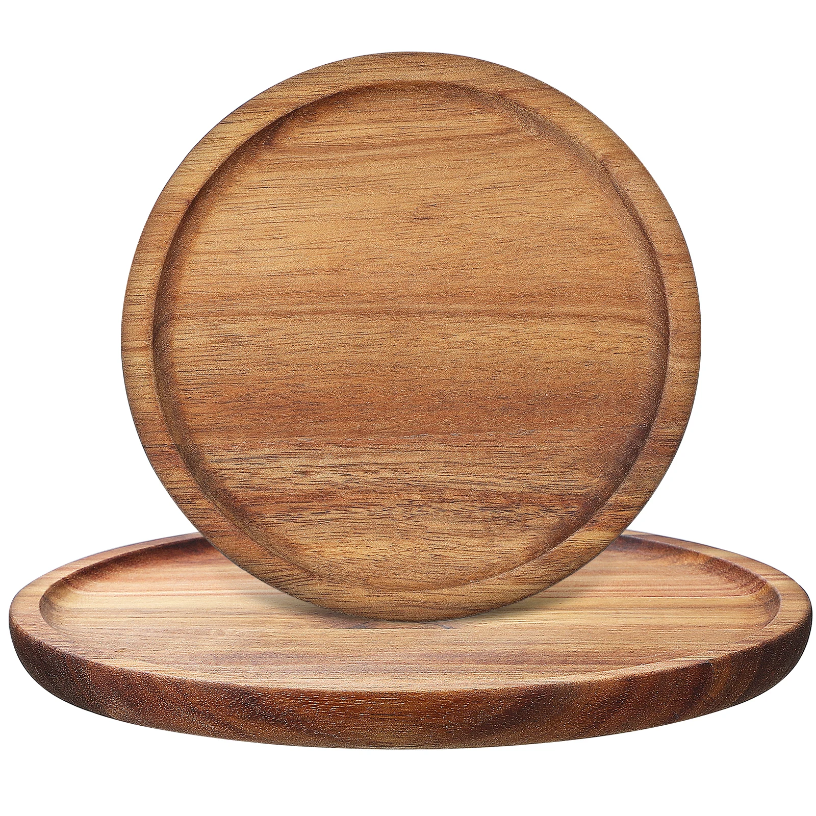 

2 pcs Solid Wood Tray Round Decorative Serving Trays Coffee Table Wood Material Unique Grain Home Office Farmhouse Storage