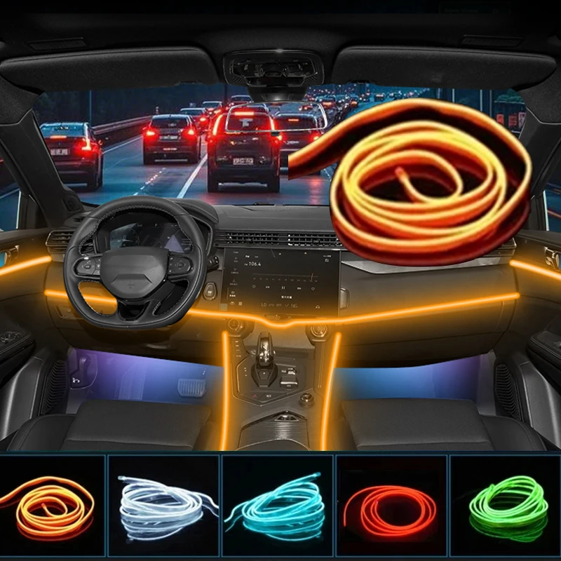 

Автомобильный внутренний холодный свет, светодиодная лампа окружающего освещения, панель приборной панели, консольные полосы, 1-5 м