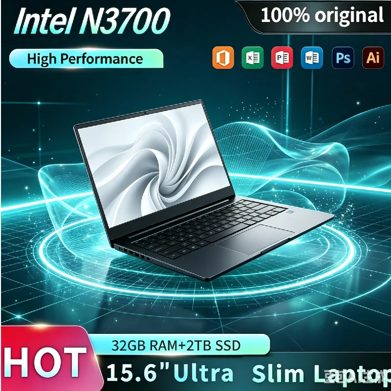 Intel N3700 High Performance Gaming Pro Laptop 15.6" Ultra Slim Body 1.6-2.4GHz CPU 16GB RAM 2TB SSD Portable Notebook