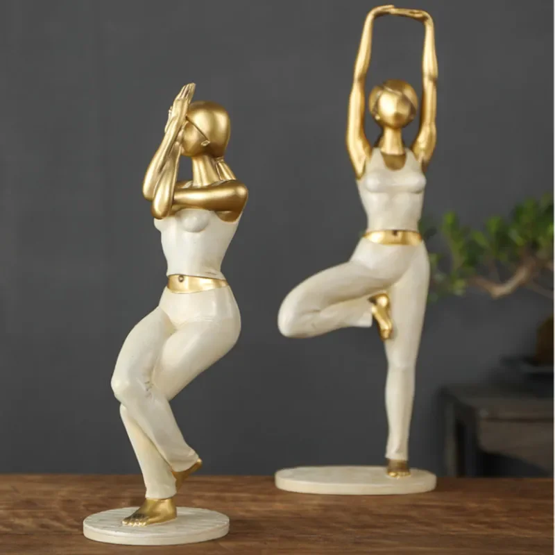 

Nordic Yoga Figure Abstract Sculpture Decoration Modern Home Decoration Crafts Resin Girl Statue Small Decoration Wedding Gift